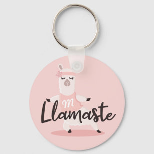 Porte-clés Llamaste Cute Rose Llama Yoga Caractère Monogramme