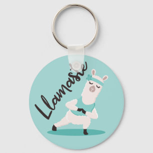 Porte-clés Llamaste Cute Turquoise Llama Yoga Caractère Mono
