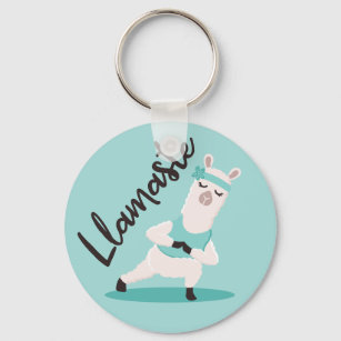 Porte-clés Llamaste Cute Turquoise Llama Yoga Caractère Monog