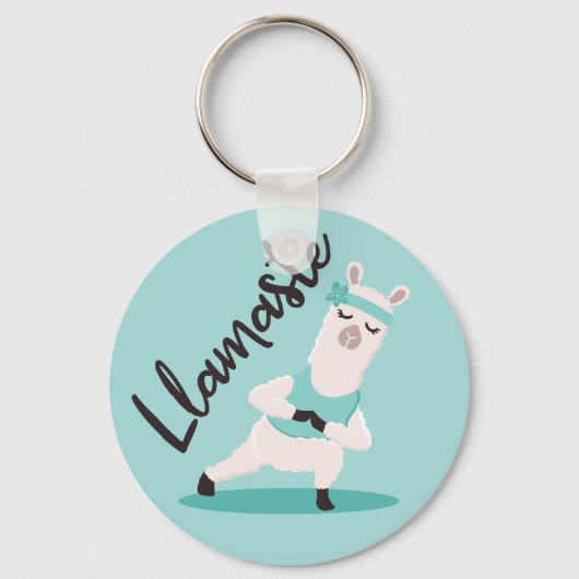 Porte-clés Llamaste Cute Turquoise Llama Yoga Caractère Monog (Recto)