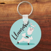 Porte-clés Llamaste Cute Turquoise Llama Yoga Caractère Monog (Recto)