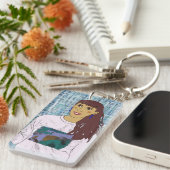 Porte-clés Llavero rectangular con diseño chica con flequillo (Devant droit)