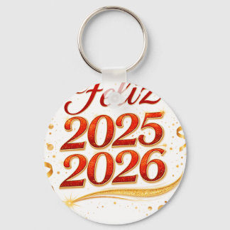 Porte-clés Llavero Tipo Chapa con Diseño “Feliz 2025–2026” | 