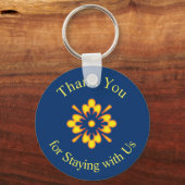 Porte-clés Location Merci Jaune Fleur Abstraite (Recto)