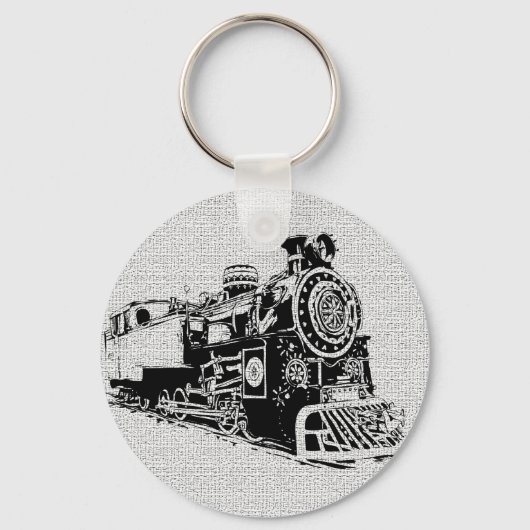 Porte-clés Locomotive noire et blanche (Recto)