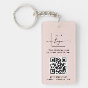 Porte-clés Logo 3 QR codes texte personnalisé clair rose
