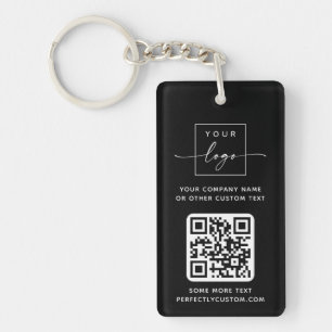 Porte-clés Logo 3 QR codes texte personnalisé noir ou couleur