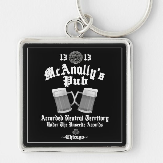 Porte-clés Logo blanc du pub McAnally (Devant)