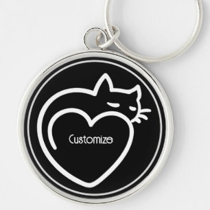 Porte-clés Logo blanc personnalisé d'amour de chats