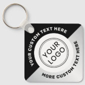 Porte-clés Logo code QR et texte noir dégradé gris (Recto)