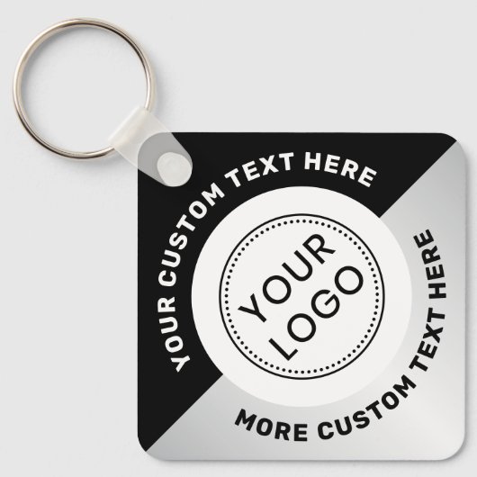 Porte-clés Logo code QR et texte noir dégradé gris (Recto)