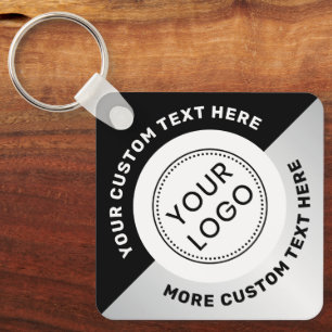 Porte-clés Logo code QR et texte noir dégradé gris