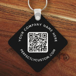 Porte-clés Logo, code QR et texte personnalisé double face no<br><div class="desc">Porte - clé recto double avec votre logo personnalisé,  code QR et texte personnalisé sur un arrière - plan couleur noir ou personnalisé. Modifiez les polices et les couleurs de police,  déplacez et redimensionnez les éléments à l'aide de l'outil de conception.</div>
