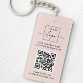 Porte-clés Logo code QR personnalisé texte clair rose