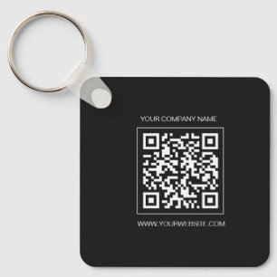 Porte-clés Logo, code QR personnalisé texte double face noir