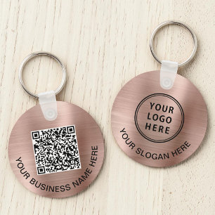 Porte-clés Logo Code QR Promotionnel Rose Gold