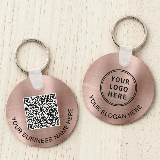Porte-clés Logo Code QR Promotionnel Rose Gold