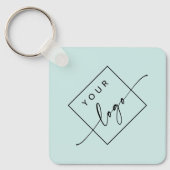 Porte-clés Logo, code QR texte double face bleu aqua (Recto)