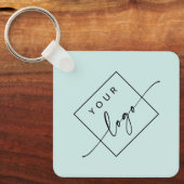 Porte-clés Logo, code QR texte double face bleu aqua (Recto)