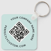 Porte-clés Logo, code QR texte double face bleu aqua (Dos)