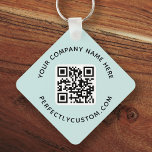 Porte-clés Logo, code QR texte double face bleu aqua<br><div class="desc">Bleu bleu marine clair,  porte - clé double face avec votre logo personnalisé,  code QR et texte personnalisé. Modifiez les polices et les couleurs de police,  déplacez et redimensionnez les éléments à l'aide de l'outil de conception.</div>