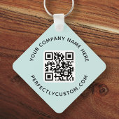 Porte-clés Logo, code QR texte double face bleu aqua