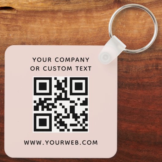 Porte-clés Logo, code QR texte double face clair rose (Verso)