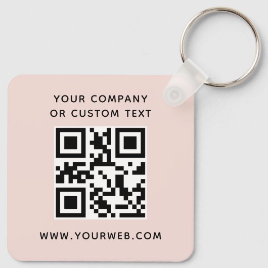 Porte-clés Logo, code QR texte double face clair rose (Dos)