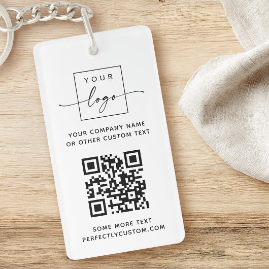 Porte-clés Logo code QR texte personnalisé blanc ou couleur