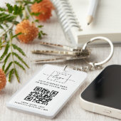 Porte-clés Logo code QR texte personnalisé blanc ou couleur (Devant droit)