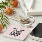 Porte-clés Logo commercial de code QR rose promotionnel (Devant Droit)