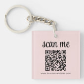 Porte-clés Logo commercial de code QR rose promotionnel (Devant)