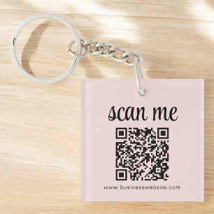 Porte-clés Logo commercial de code QR rose promotionnel