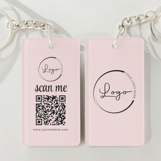 Porte-clés Logo commercial de code QR rose promotionnel