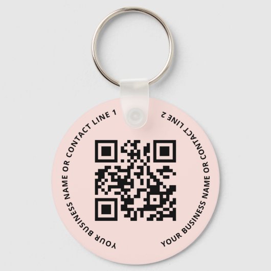 Porte-clés Logo de code QR entreprise rose blush (Recto)