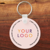 Porte-clés Logo de code QR entreprise rose blush (Verso)