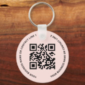 Porte-clés Logo de code QR entreprise rose blush (Recto)