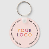 Porte-clés Logo de code QR entreprise rose blush (Verso)