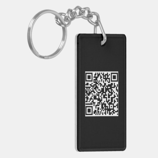 Porte-clés Logo de code QR personnalisé noir solide minimalis (Devant gauche)