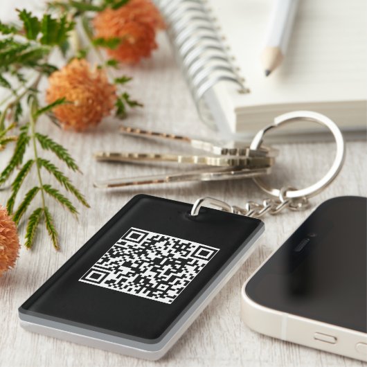 Porte-clés Logo de code QR personnalisé noir solide minimalis (Devant droit)