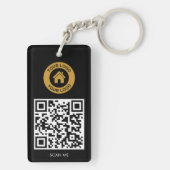 Porte-clés Logo de code QR personnalisé Texte élégant noir et (Dos)