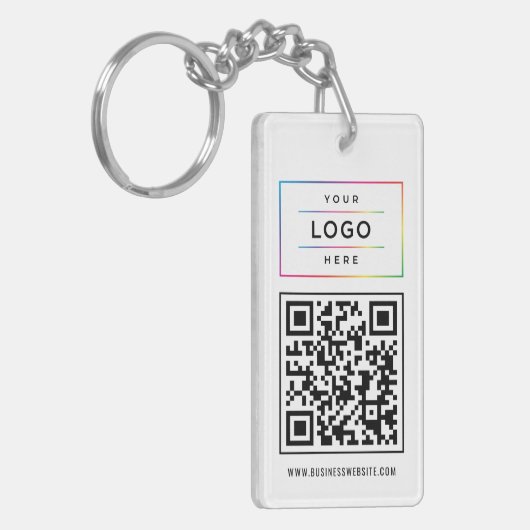 Porte-clés Logo de Custom Business et site web QR Code (Devant gauche)