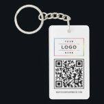Porte-clés Logo de Custom Business et site web QR Code<br><div class="desc">Modern and minimum business branded keychain design feyour company logo,  your custom QR code,  and custom site internet ou other information text that can be personalized. Black and white colors can be change d. Makes a great doctoral venin pour customers !</div>