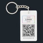 Porte-clés Logo de Custom Business et site web QR Code<br><div class="desc">Modern and minimum business branded keychain design feyour company logo,  your custom QR code,  and custom site internet ou other information text that can be personalized. Black and white colors can be change d. Makes a great doctoral venin pour customers !</div>