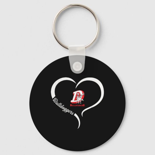 Porte-clés Logo de Dewey Bulldoggers Slogan demi-coeur (Recto)