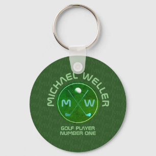 Porte-clés logo de golfer simple et élégant sur vert