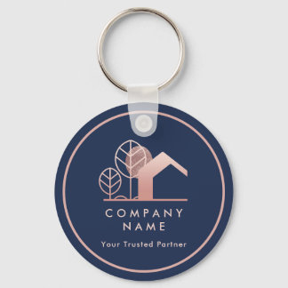 Porte-clés Logo de la maison moderne Marine Rose bleu or code