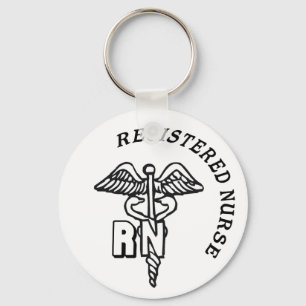 PORTE-CLÉS LOGO DE LA RN CADUCUS INFIRMIÈRE ENREGISTRÉE