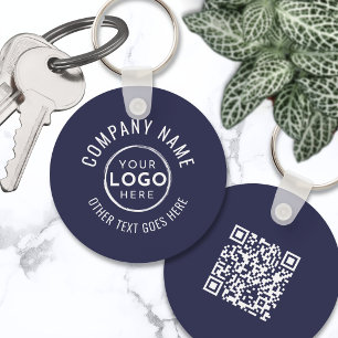 Porte-clés Logo de la société de code QR bleu marine
