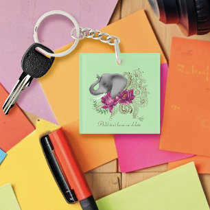 Porte-clés Logo de l'entreprise Elephant Henna Lotus